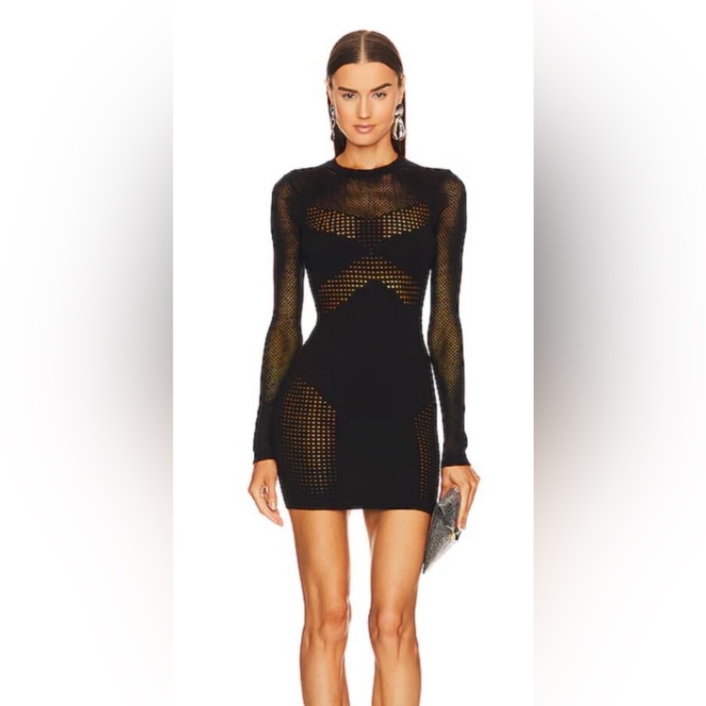 Michael Costello X REVOLVE
Fabian Mixed
Mesh Mini Dress in Black